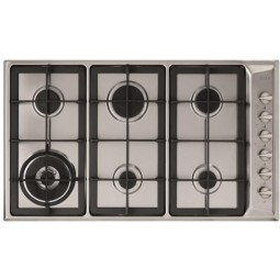 6 Burner Gas Hob, Cast Iron Pan Supports, Wok Burner