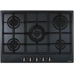 5 Burner Gas Hob, Cast Iron Pan Supports, Wok Burner