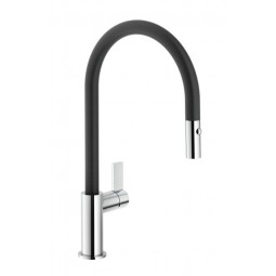 Flag J spout tap, pull out, Chrome & Black
