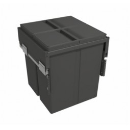 Pull-Out Waste Bin With Plastic Lid, 2 x 40 Litre Bins