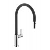 Second Nature Sinks and Taps - Flag J spout tap, pull out, Chrome & Black