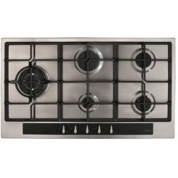 5 Burner Gas Hob, Cast Iron Pan Supports, Wok Burner