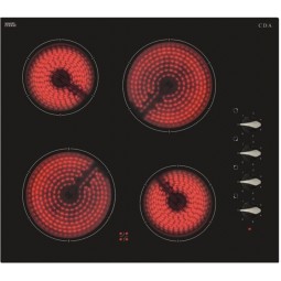 4 Zone Ceramic Hob, Side Control, 6 Power Levels