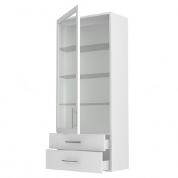 1390 x 500mm Glass Dresser Unit 2 Drawers 3 Glass Shelves