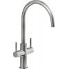 Second Nature Accessories - Aquerelli J spout tap, dual lever, Brushed Stainless Steel