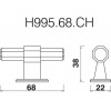 Hexagonal T-Bar 68mm Length