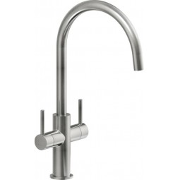 Aquerelli J spout tap, dual lever, Brushed Stainless Steel