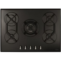 5 Burner Gas On Glass Hob, Cast Iron Pan Supports