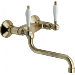 Antica wall mounted dual lever tap, Brushed Bronze
