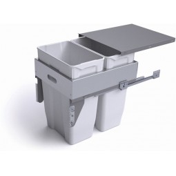 Pull-Out Waste Bin W/Metal Lid, 2 x 35L Bins For 450mm Cab.