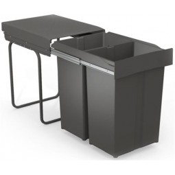Pull-Out Waste Bin With Plastic Lid, 2 X 29 Litre Bins