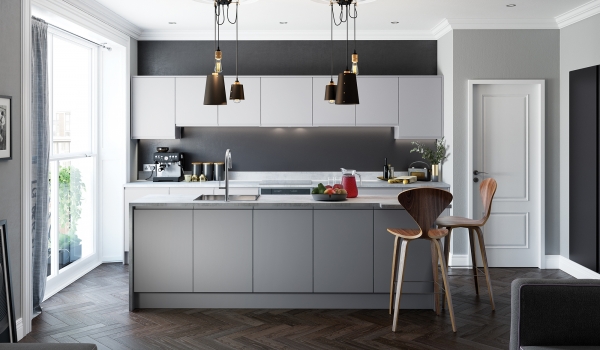 Strada Matt Handlesless Dust Grey - Kitchen Stori