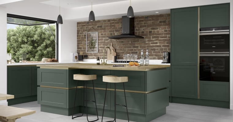 Clifden Handleless - Kitchen Stori Heritage Green - Kitchen Stori