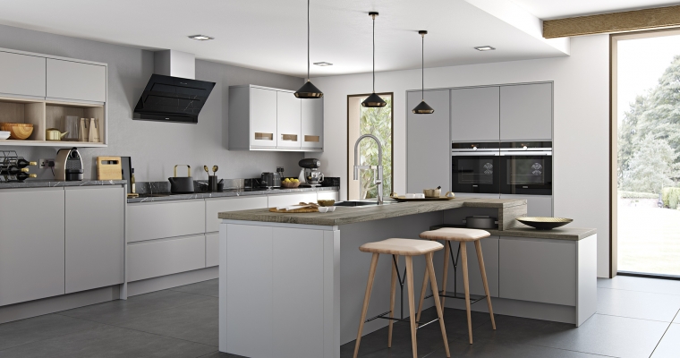 Strada Matt Handlesless Light Grey - Kitchen Stori